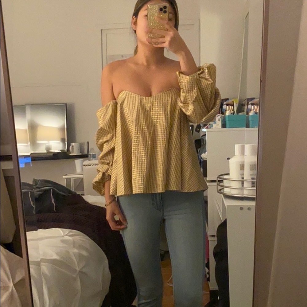 Caroline Constas XS Gold Gabriella Bustier Top